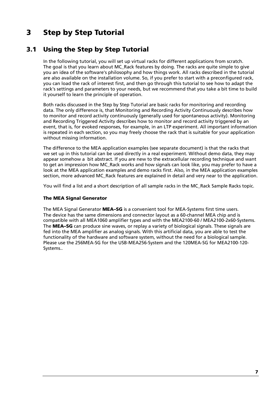 3step by step tutorial, 1 using the step by step tutorial | Multichannel Systems MC_Rack Manual User Manual | Page 13 / 201