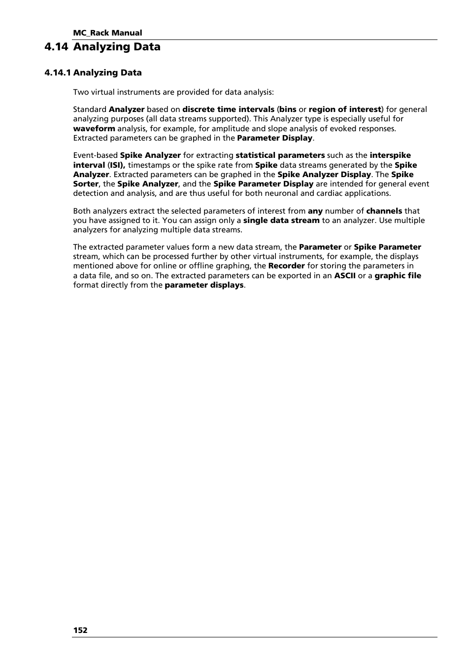 14 analyzing data | Multichannel Systems MC_Rack Manual User Manual | Page 158 / 201