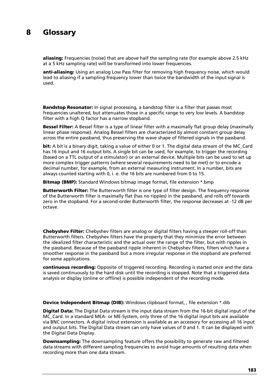 8 glossary a | Multichannel Systems MC_Rack Manual User Manual | Page 189 / 201