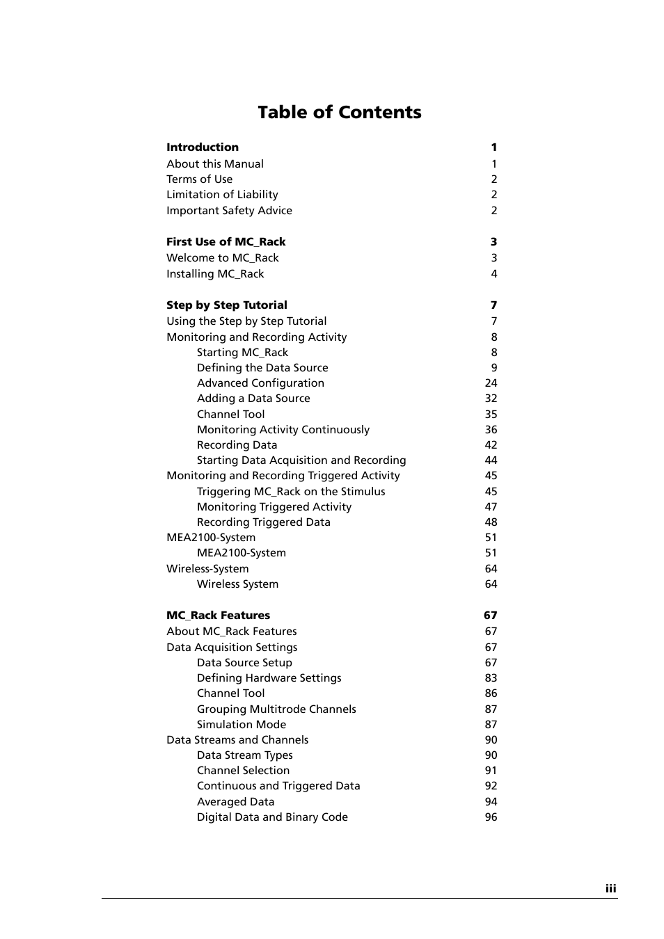 Multichannel Systems MC_Rack Manual User Manual | Page 3 / 201