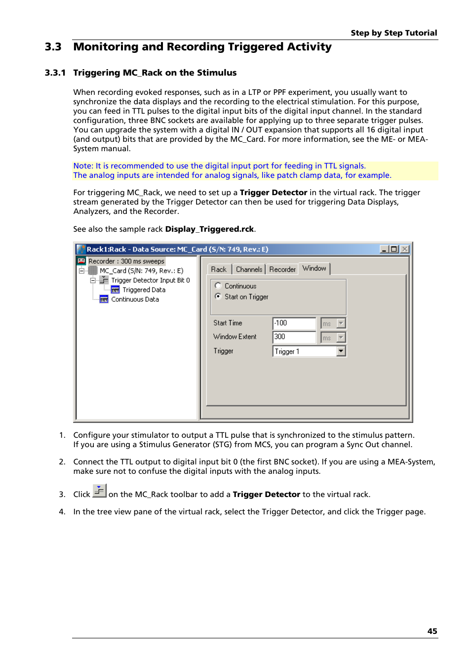 3 monitoring and recording triggered activity | Multichannel Systems MC_Rack Manual User Manual | Page 51 / 201