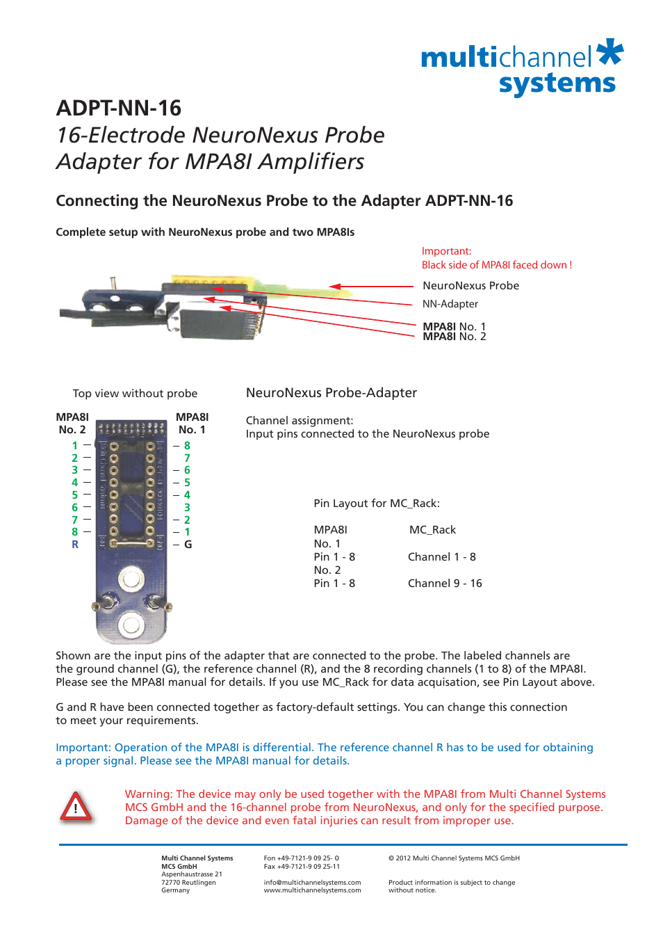 Multichannel Systems ADPT-NN-16 User Manual | Page 2 / 2