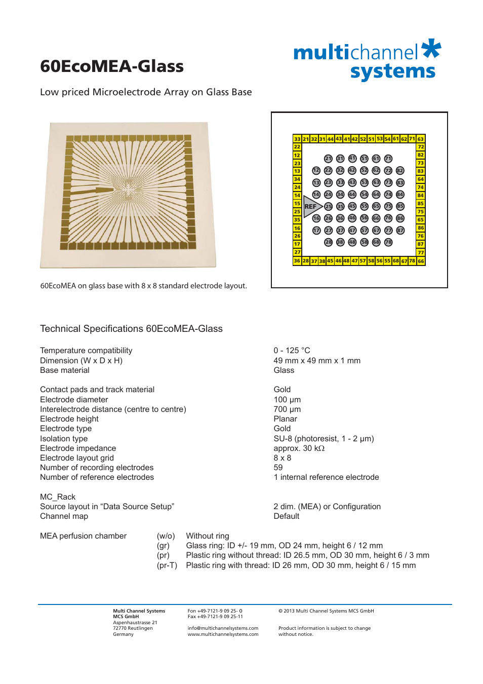 Multichannel Systems 60EcoMEA-Glass User Manual | 1 page