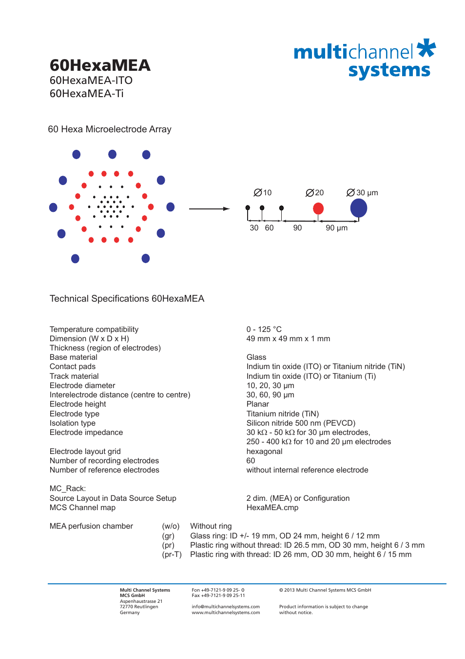 Multichannel Systems 60HexaMEA User Manual | 2 pages