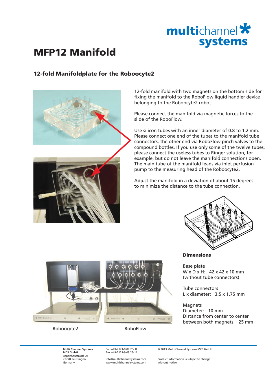 Multichannel Systems MFP12 Manifold User Manual | 1 page