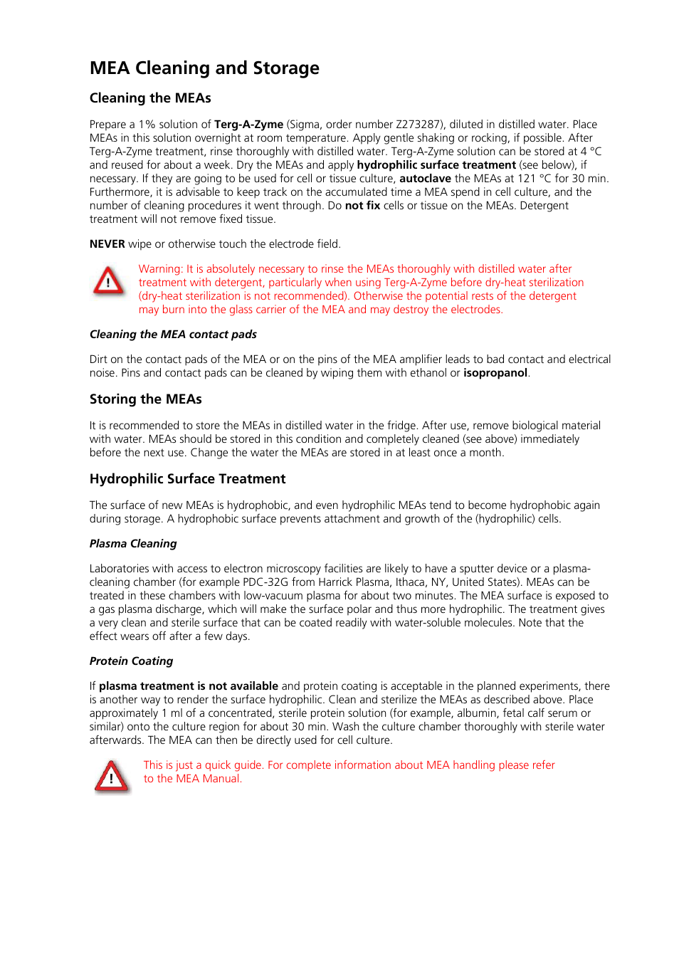 Mea cleaning and storage | Multichannel Systems MEA Quick Guide User Manual | Page 2 / 2