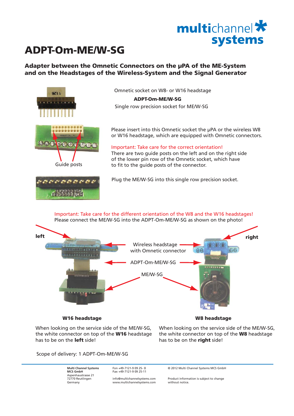 Multichannel Systems ADPT-Om-ME_W-SG User Manual | 1 page