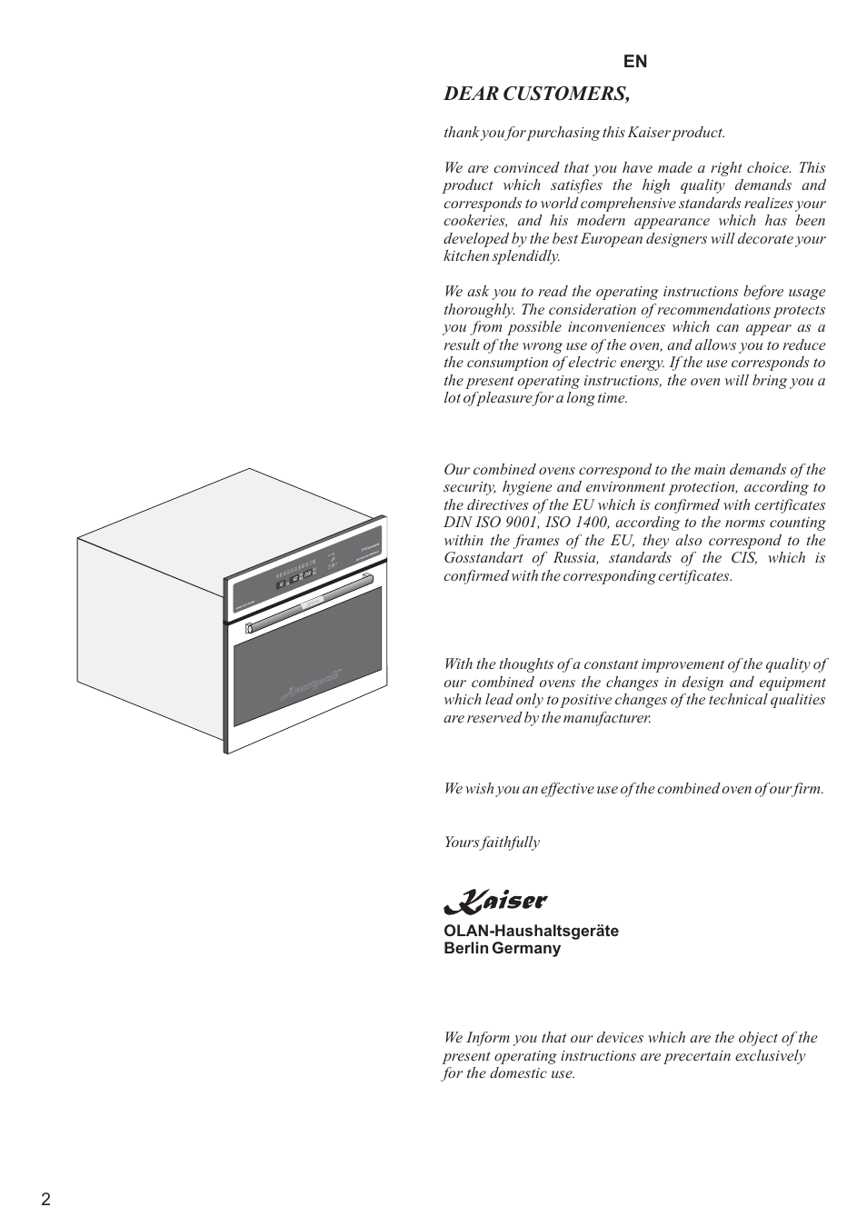 Dear customers | Kaiser EM3200 User Manual | Page 2 / 100