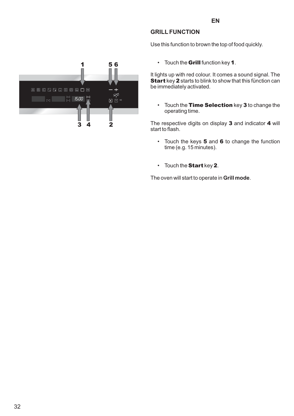 En 32 grill function | Kaiser EM3200 User Manual | Page 32 / 100