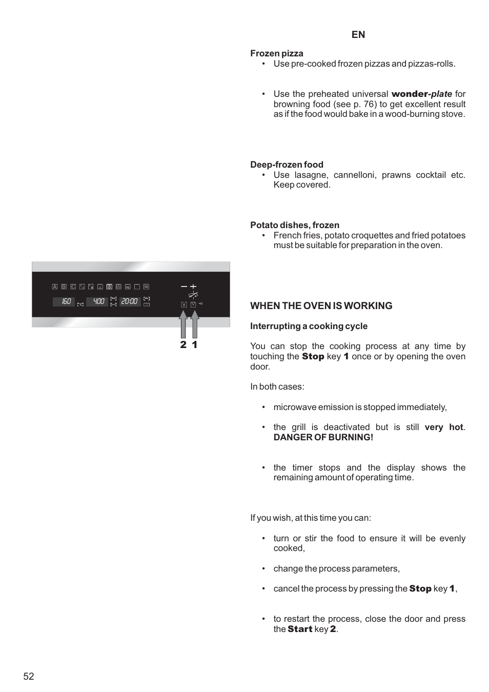 When the oven is working, En 2 1 52 | Kaiser EM3200 User Manual | Page 52 / 100