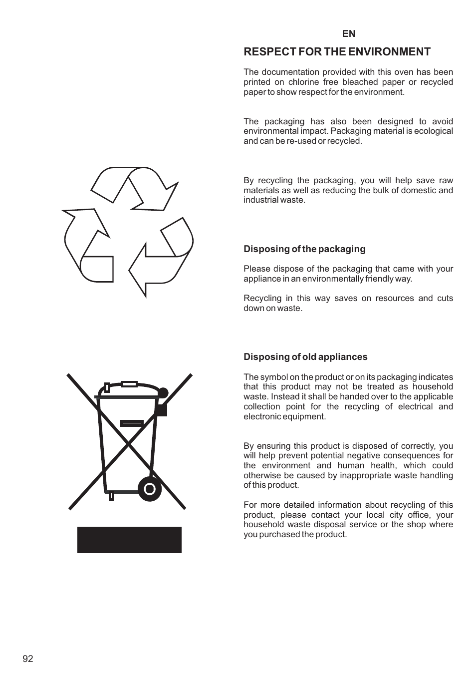 Respect for the environment | Kaiser EM3200 User Manual | Page 92 / 100