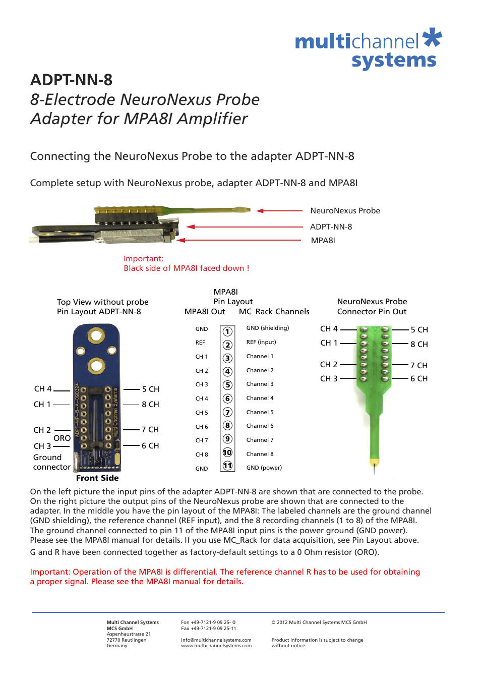 Multichannel Systems ADPT-NN-8 User Manual | Page 2 / 2