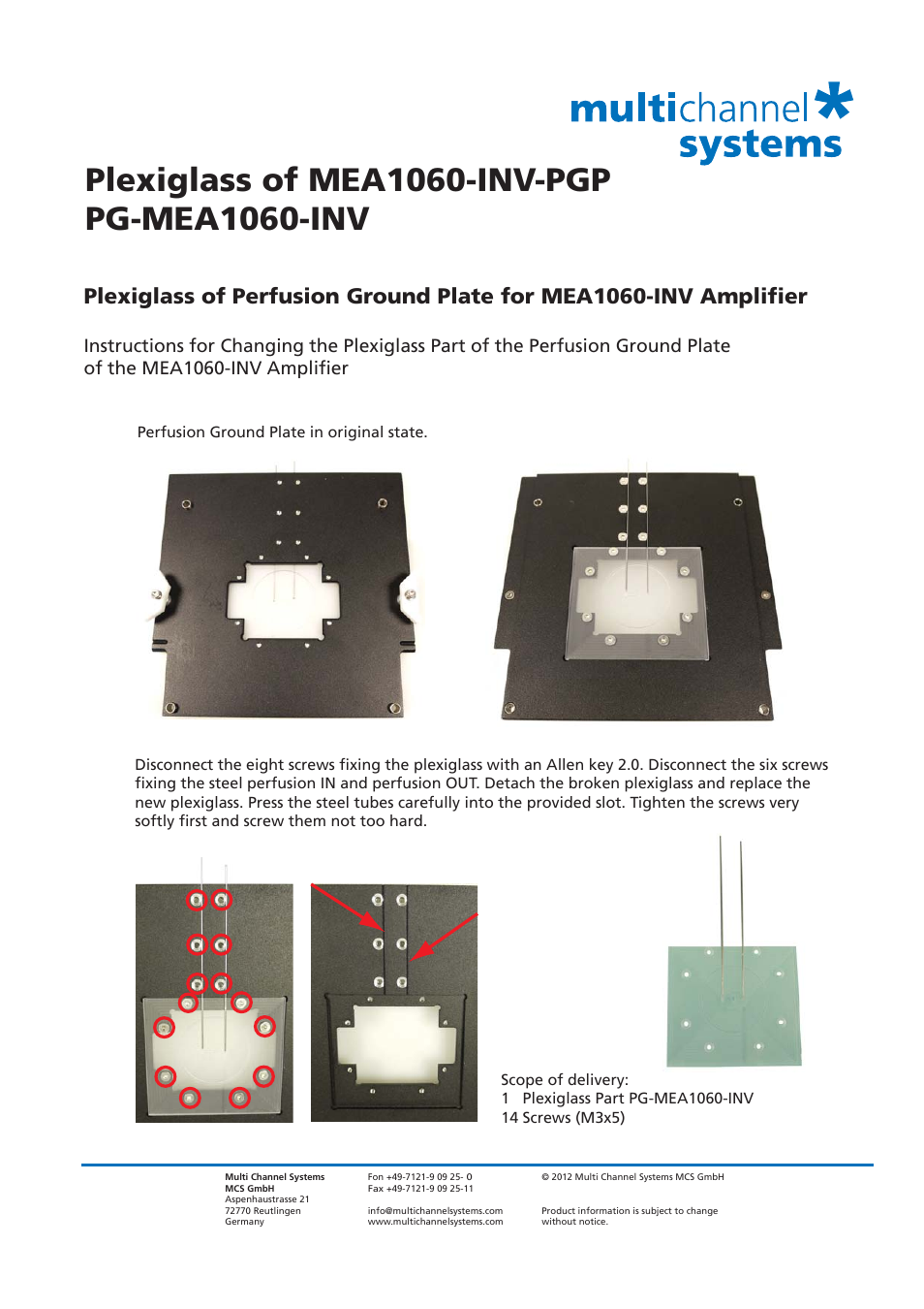 Multichannel Systems PG-MEA1060-INV User Manual | 1 page