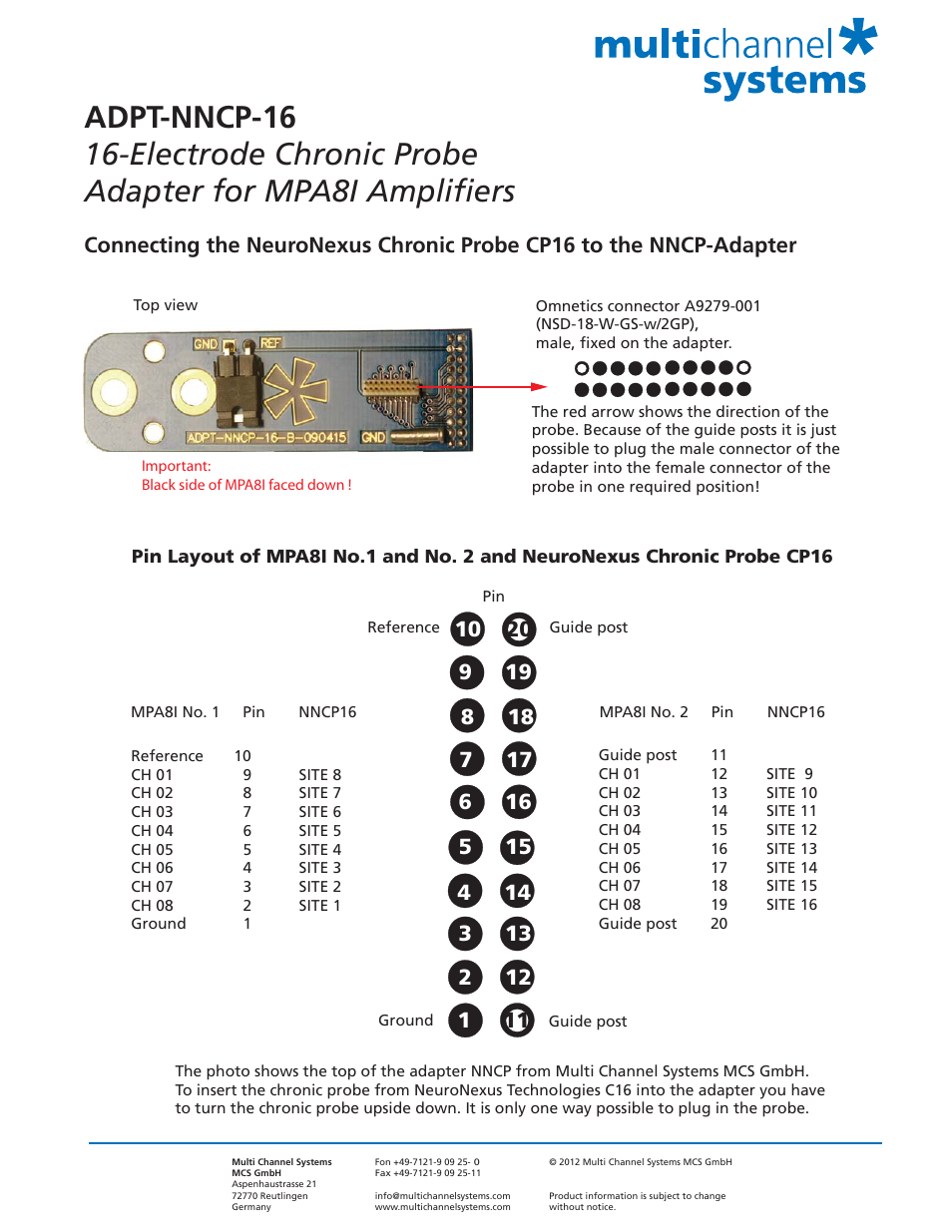 Multichannel Systems ADPT-NNCP-16 User Manual | Page 2 / 2