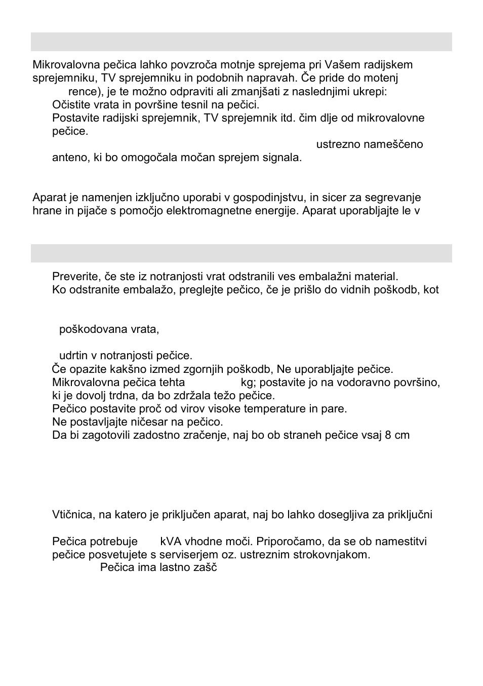 Radijske motnje (interference), Namestitev | Gorenje CMO-200 DGW User Manual | Page 4 / 106