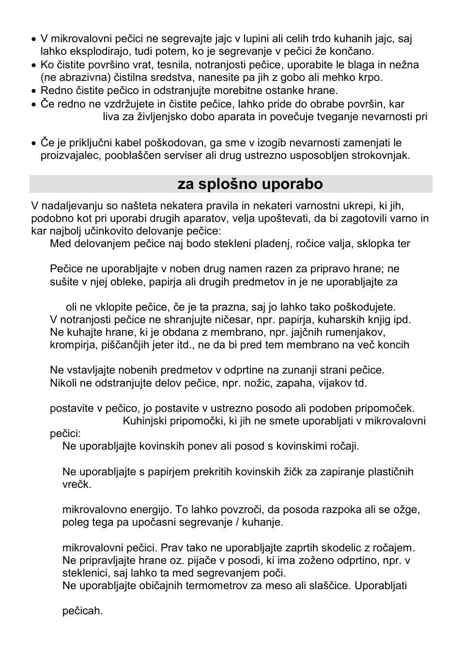 Varnostna navodila za splošno uporabo | Gorenje CMO-200 DGW User Manual | Page 6 / 106