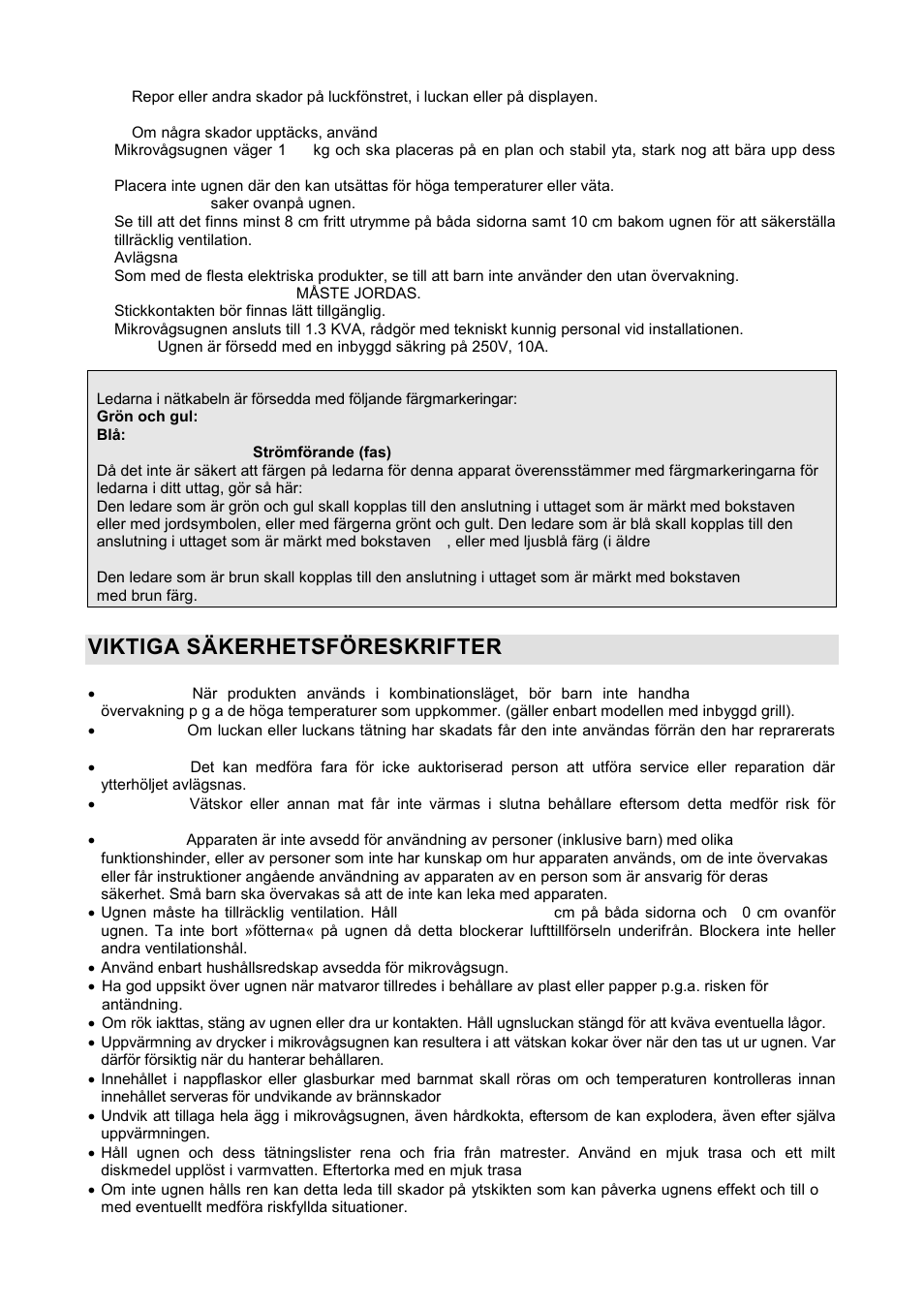 Viktiga säkerhetsföreskrifter | Gorenje GMO-20 DGE User Manual | Page 106 / 152