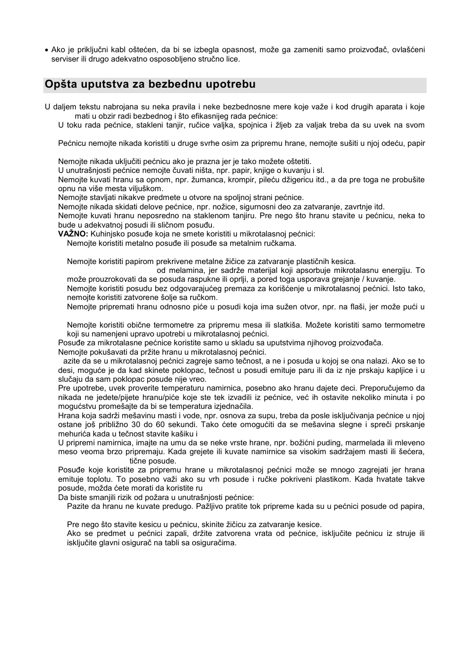 Opńta uputstva za bezbednu upotrebu | Gorenje GMO-20 DGE User Manual | Page 17 / 152