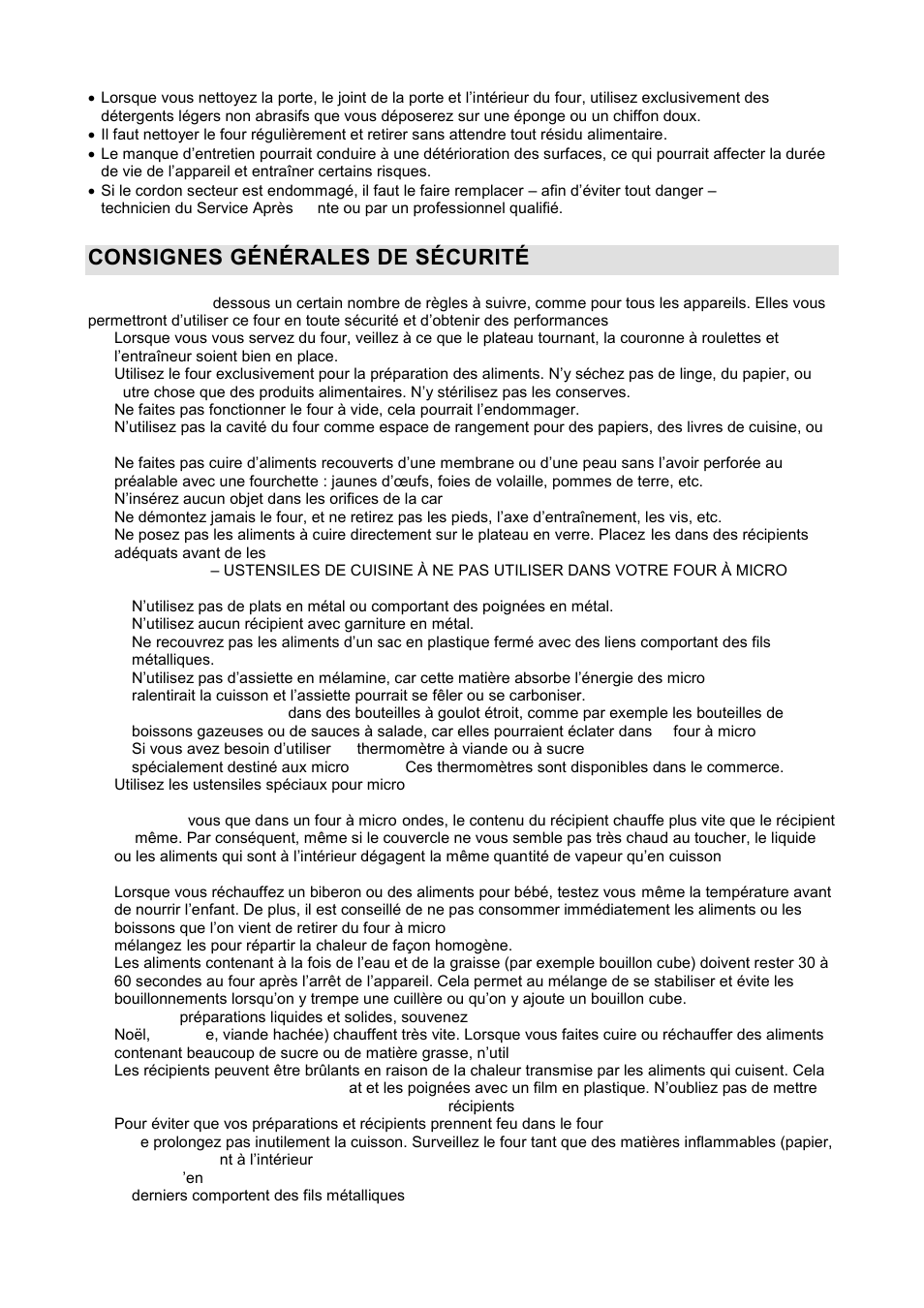 Consignes générales de sécurité | Gorenje GMO-20 DGE User Manual | Page 43 / 152