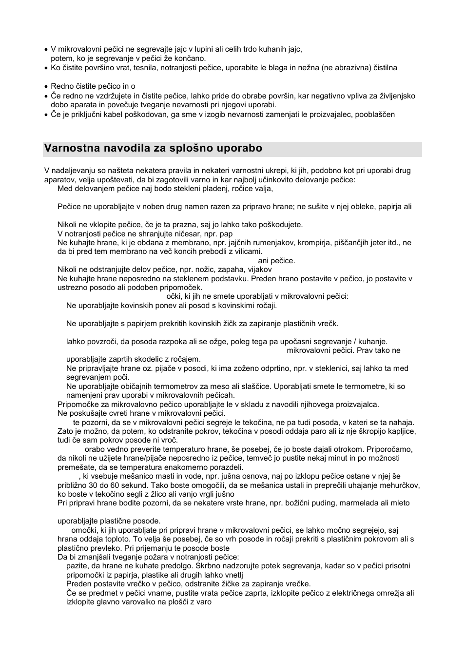 Varnostna navodila za splońno uporabo | Gorenje GMO-20 DGE User Manual | Page 5 / 152