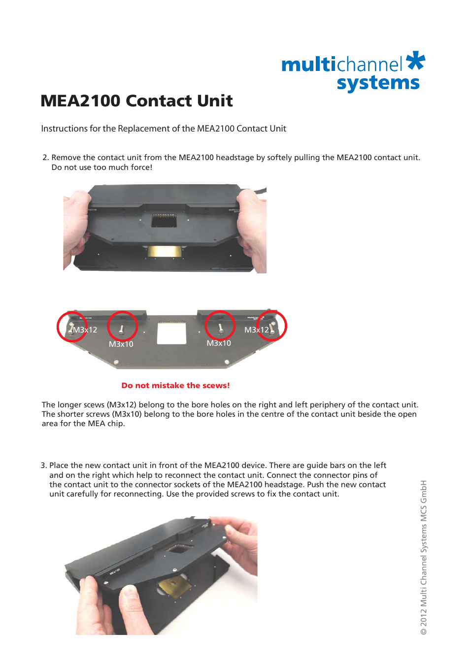 Mea2100 contact unit | Multichannel Systems MEA2100 Contact Unit User Manual | Page 2 / 2