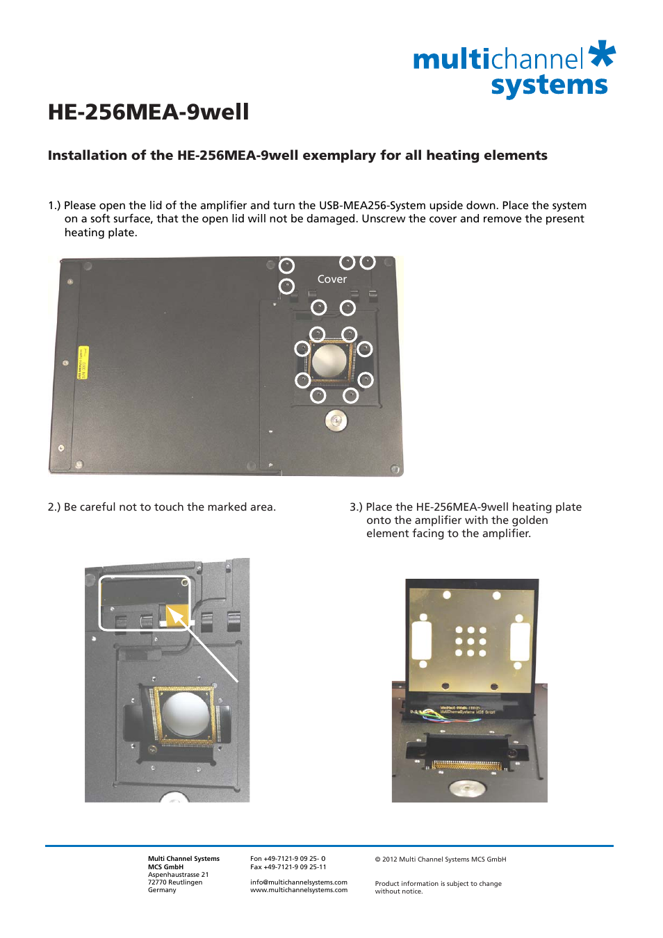 He-256mea-9well | Multichannel Systems HE-256MEA-9well User Manual | Page 2 / 3