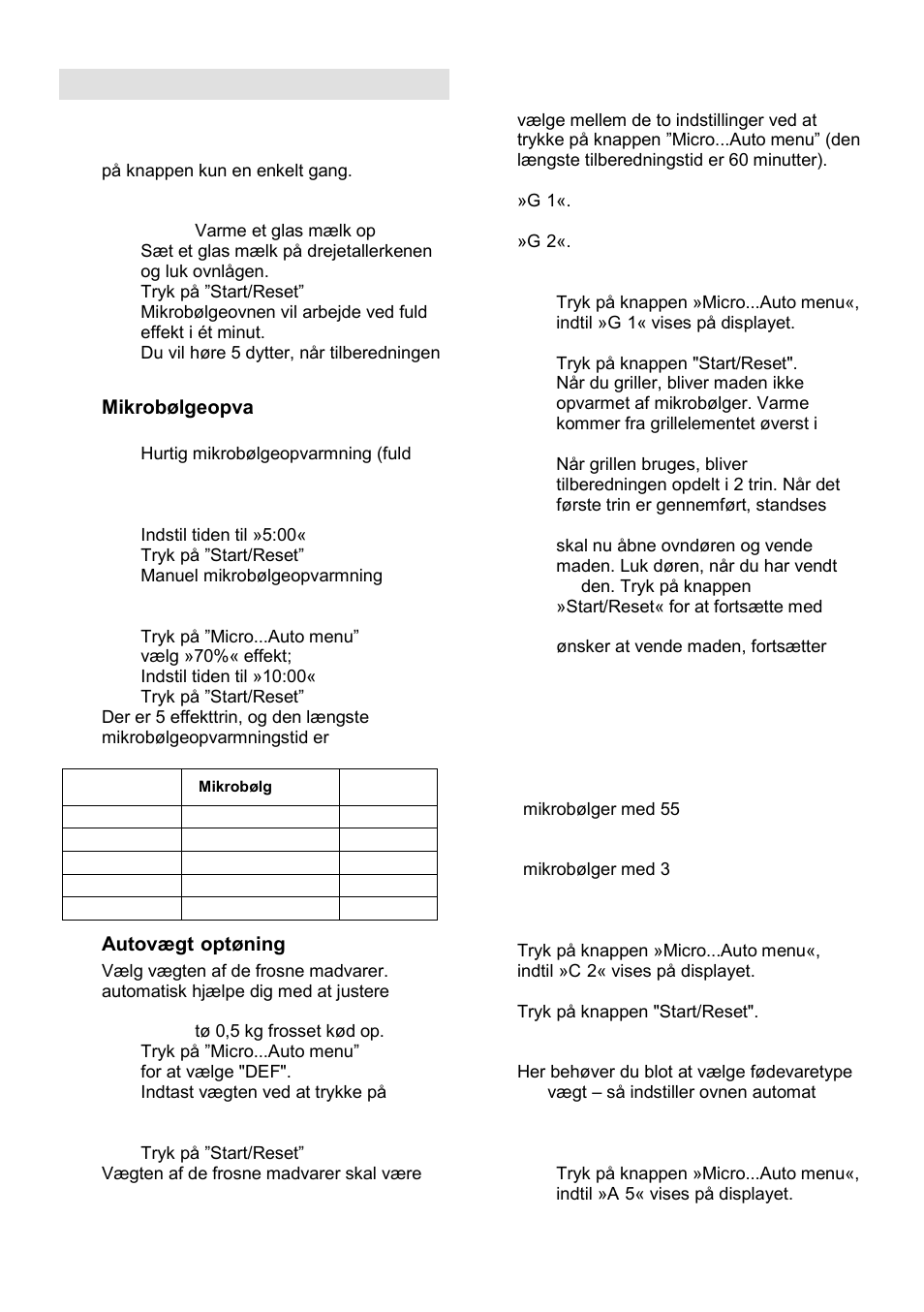 Betjeningsvejledning | Gorenje GMO-23 Ora Ito User Manual | Page 124 / 175