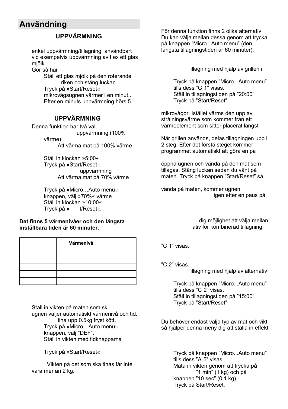 Användning | Gorenje GMO-23 Ora Ito User Manual | Page 131 / 175