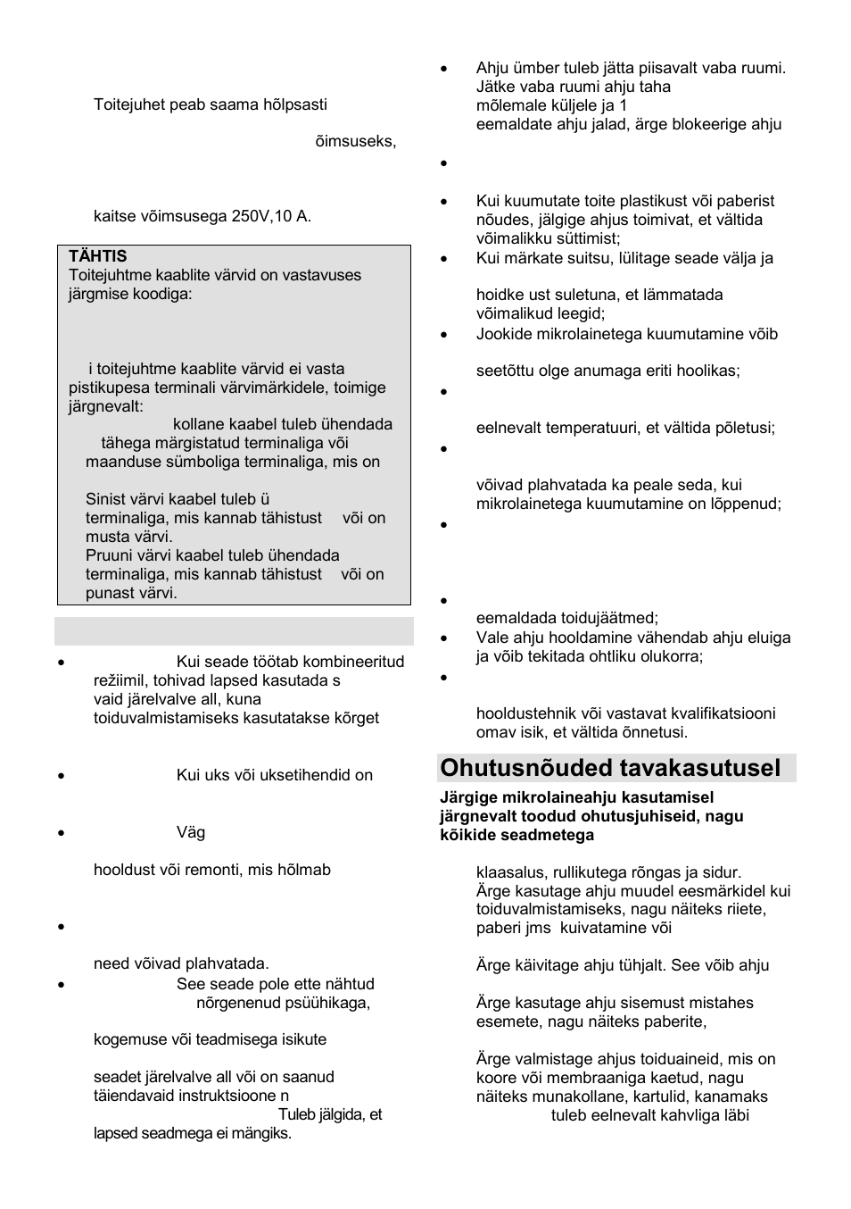 Olulised ohutusjuhised, Ohutusnõuded tavakasutusel | Gorenje GMO-23 Ora Ito User Manual | Page 163 / 175