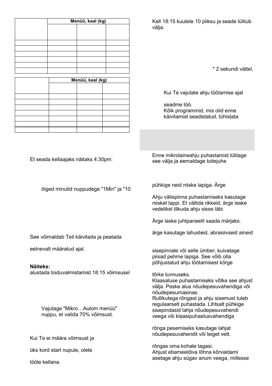 Mikrolaineahju hooldamine, Kell, Taimer | Lapse turvalukk, Start/reset | Gorenje GMO-23 Ora Ito User Manual | Page 167 / 175