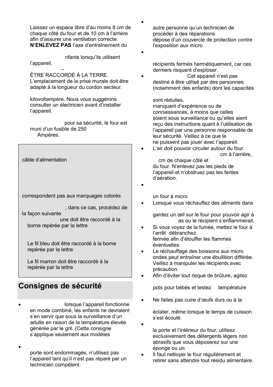 Consignes de sécurité importantes | Gorenje GMO-23 Ora Ito User Manual | Page 48 / 175