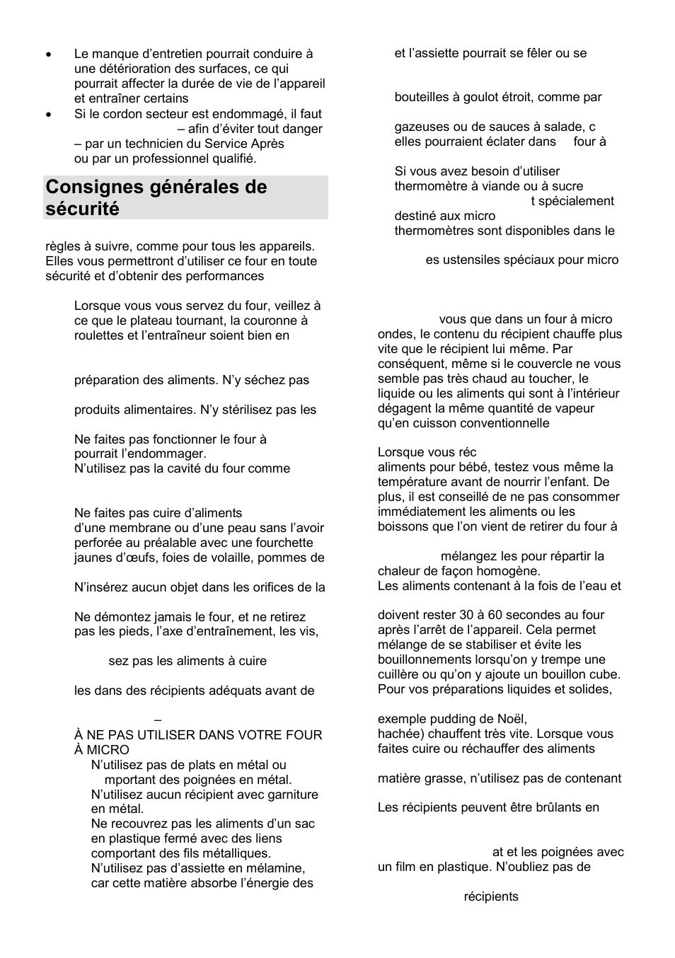 Consignes générales de sécurité | Gorenje GMO-23 Ora Ito User Manual | Page 49 / 175