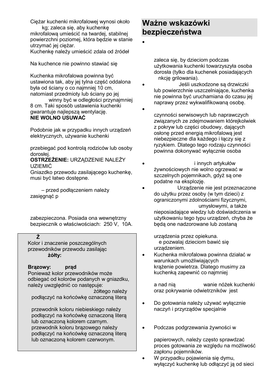 Ważne wskazόwki bezpieczeństwa | Gorenje GMO-23 Ora Ito User Manual | Page 63 / 175