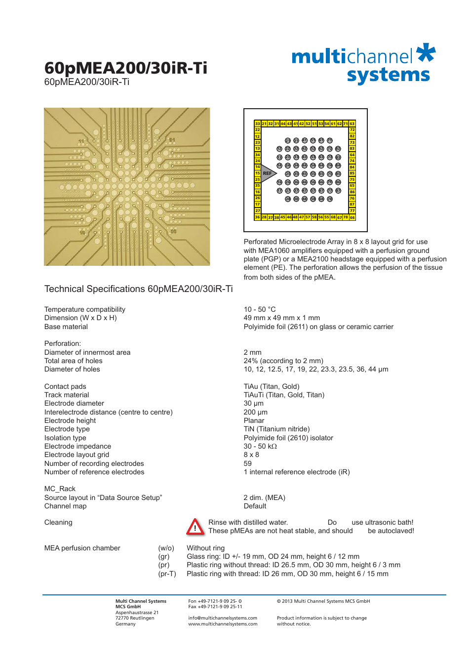 Multichannel Systems 60pMEA200_30iR-Ti User Manual | 1 page