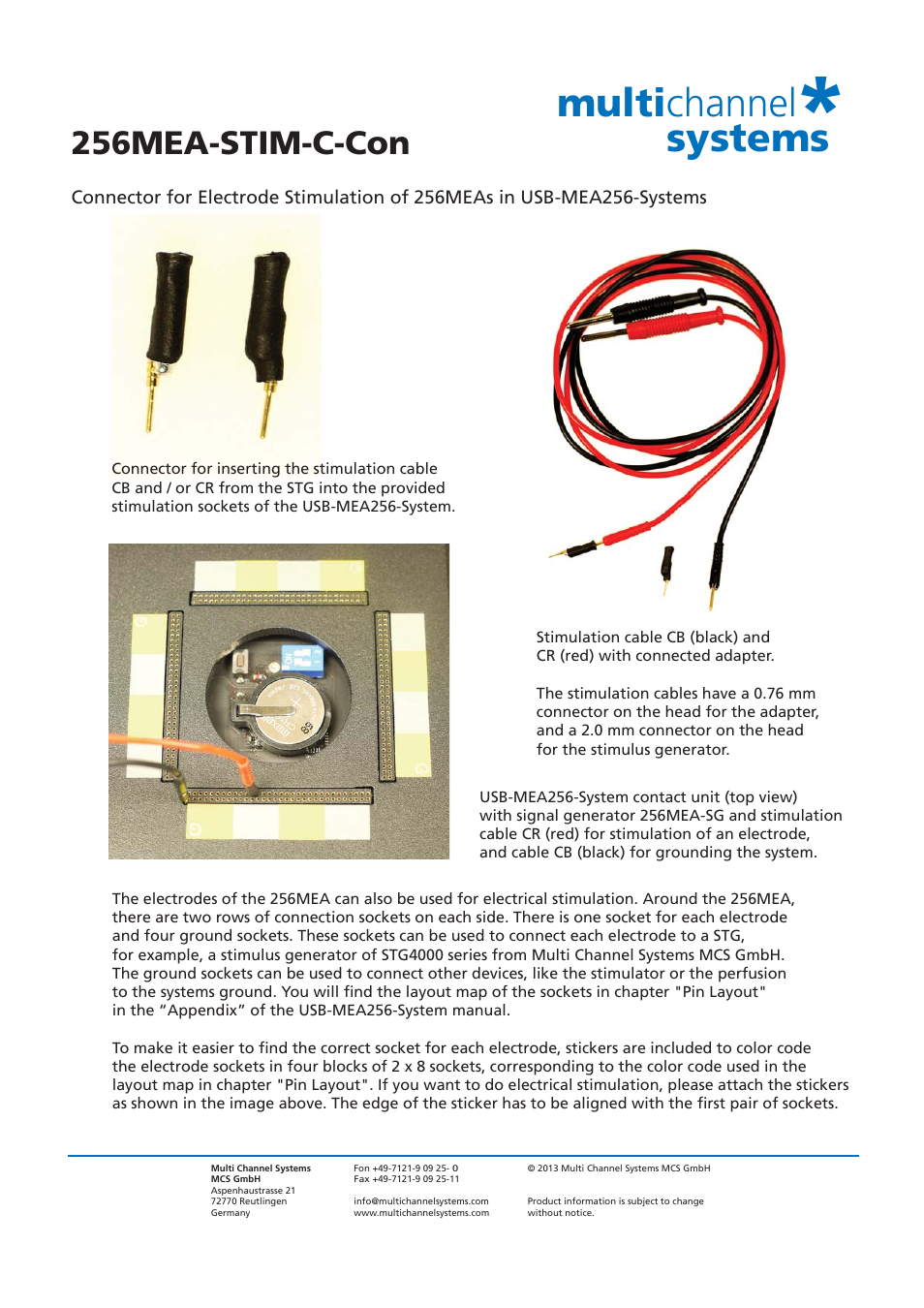 Multichannel Systems 256MEA-STIM-C-Con User Manual | 1 page