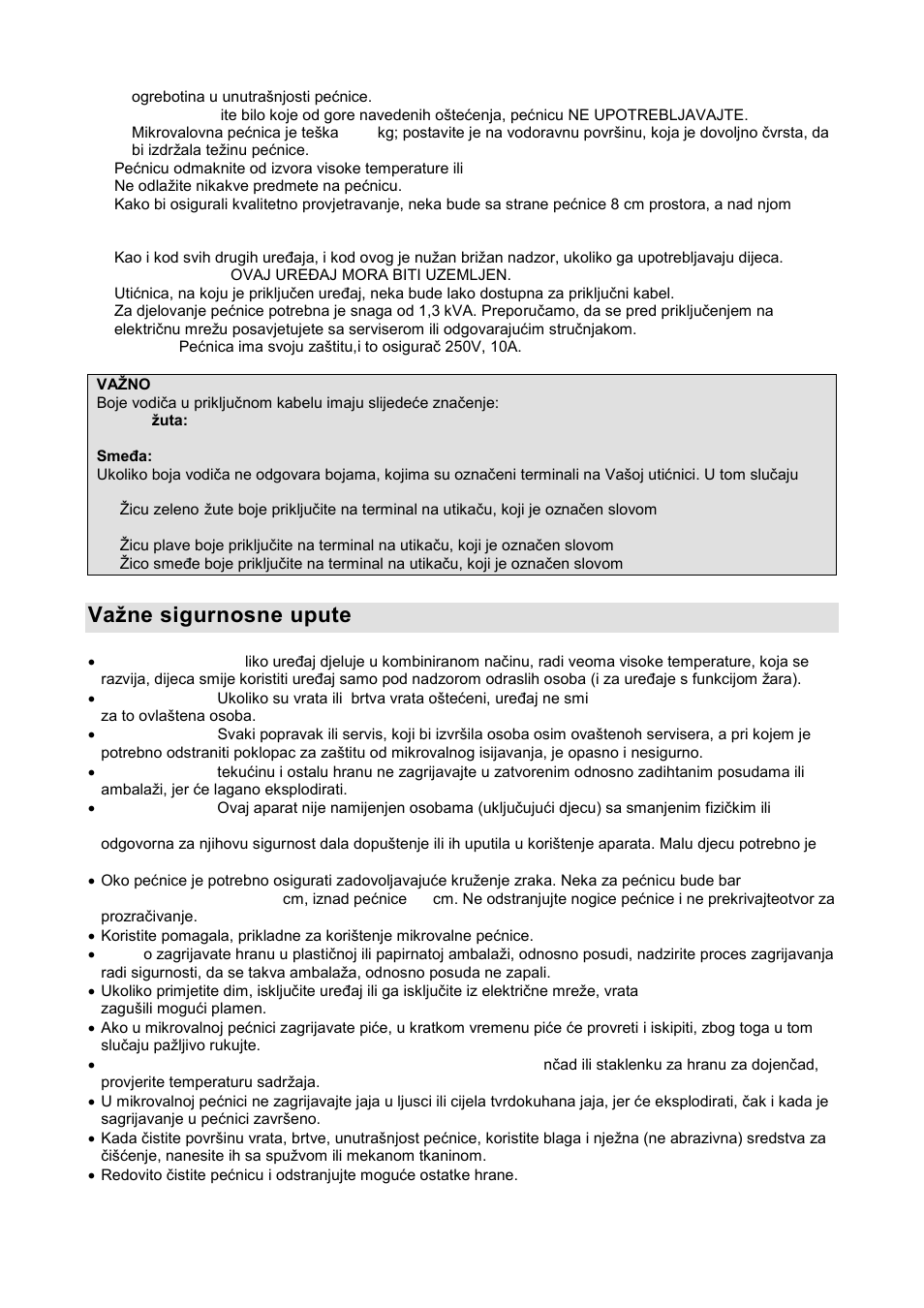 Vaņne sigurnosne upute | Gorenje GMO-20 DGB User Manual | Page 10 / 152