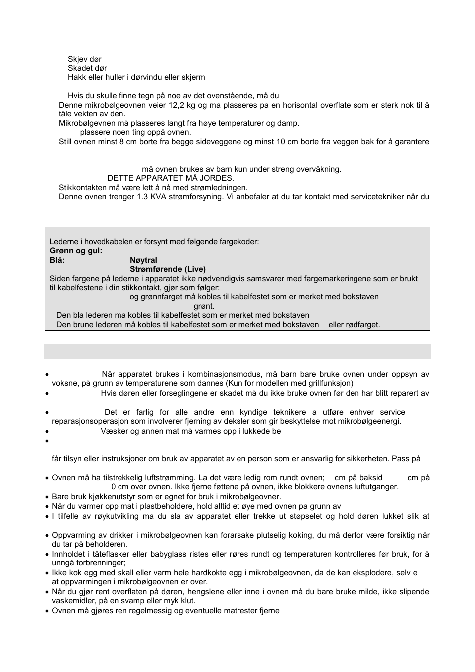 Viktig sikkerhetsinformasjon | Gorenje GMO-20 DGB User Manual | Page 112 / 152