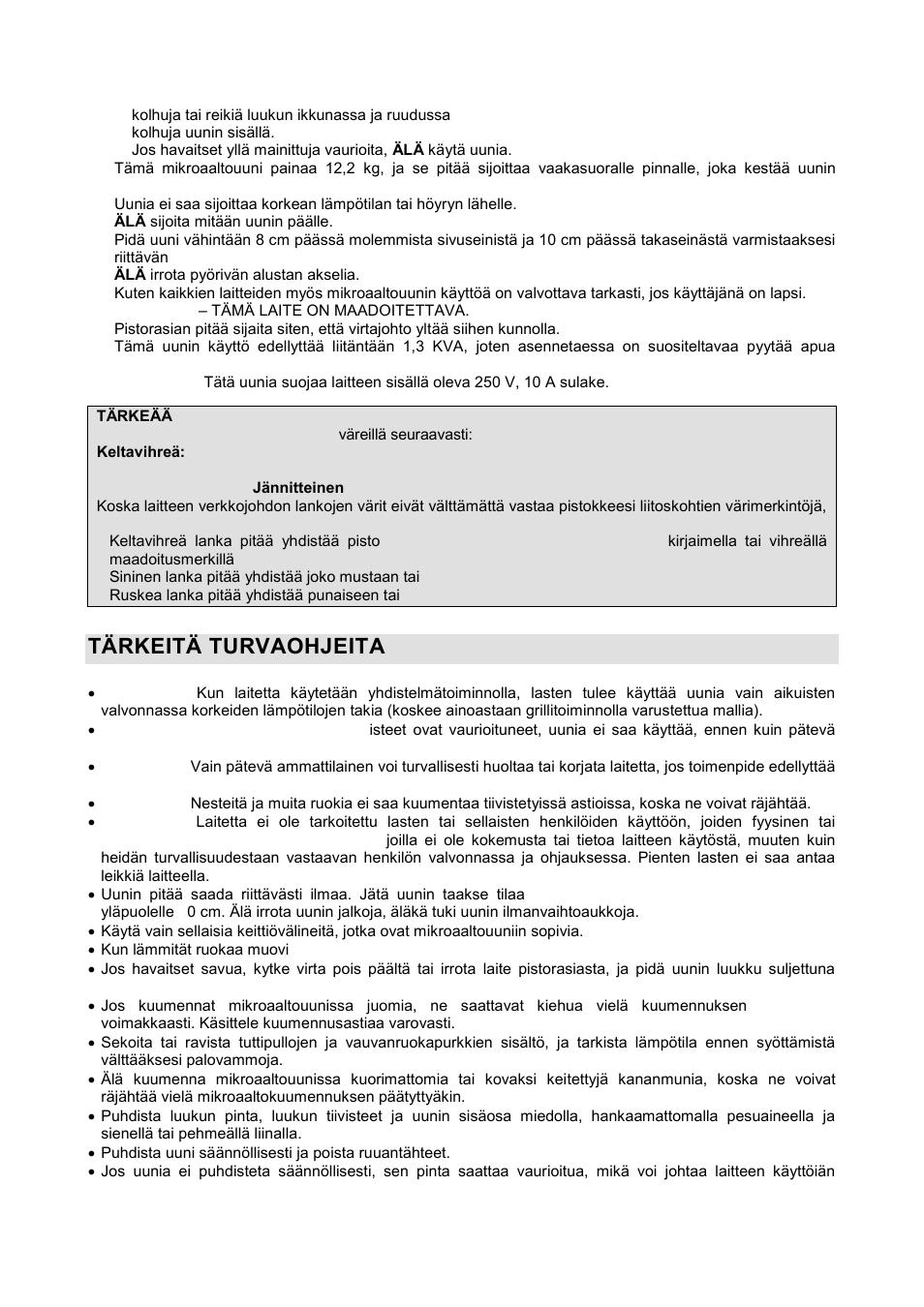 Tärkeitä turvaohjeita | Gorenje GMO-20 DGB User Manual | Page 118 / 152