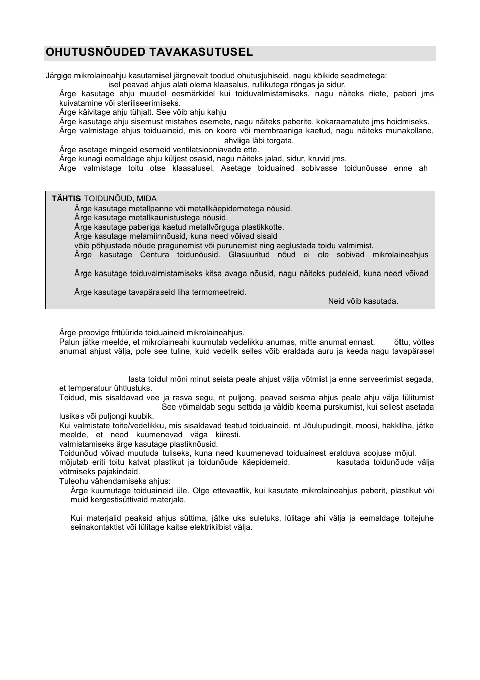 Ohutusnõuded tavakasutusel | Gorenje GMO-20 DGB User Manual | Page 137 / 152