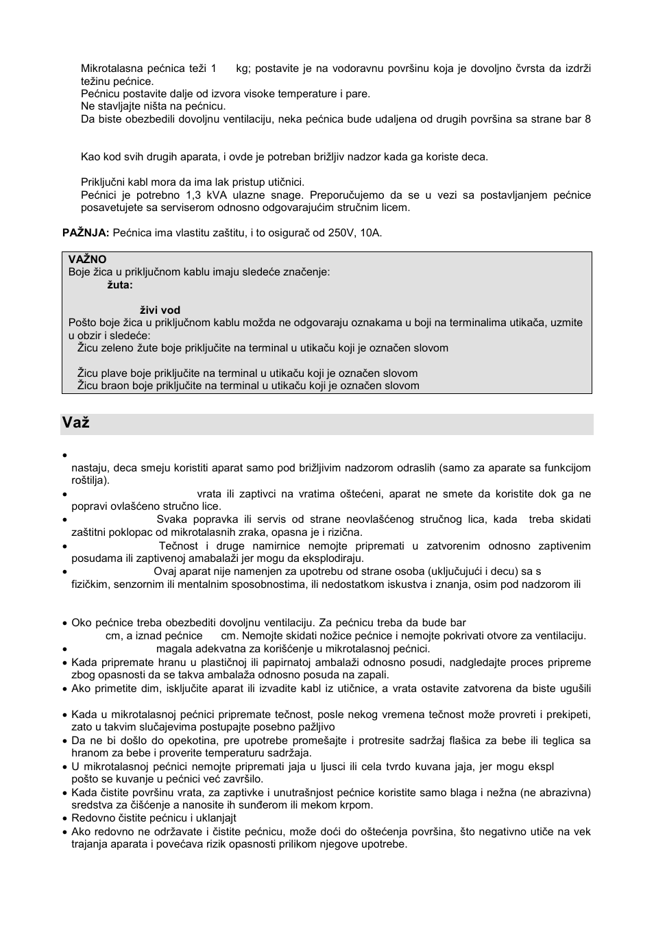 Vaņna uputstva za bezbednu upotrebu | Gorenje GMO-20 DGB User Manual | Page 16 / 152