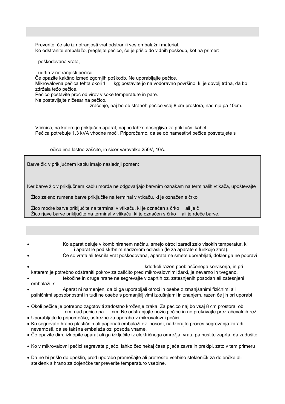 Namestitev, Pomembna varnostna navodila | Gorenje GMO-20 DGB User Manual | Page 4 / 152