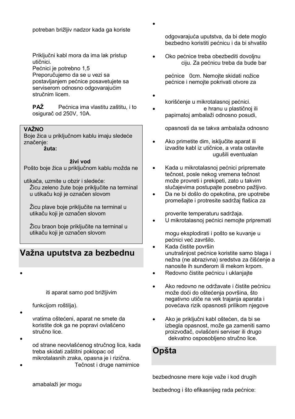 Vaņna uputstva za bezbednu upotrebu, Opńta uputstva za bezbednu upotrebu | Gorenje GMO-24 DCS User Manual | Page 18 / 177