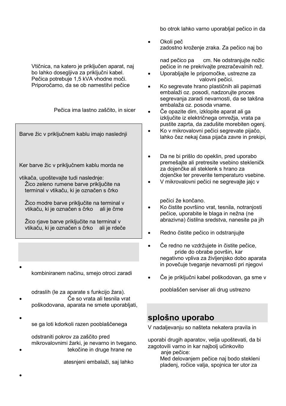 Pomembna varnostna navodila, Varnostna navodila za splońno uporabo | Gorenje GMO-24 DCS User Manual | Page 4 / 177