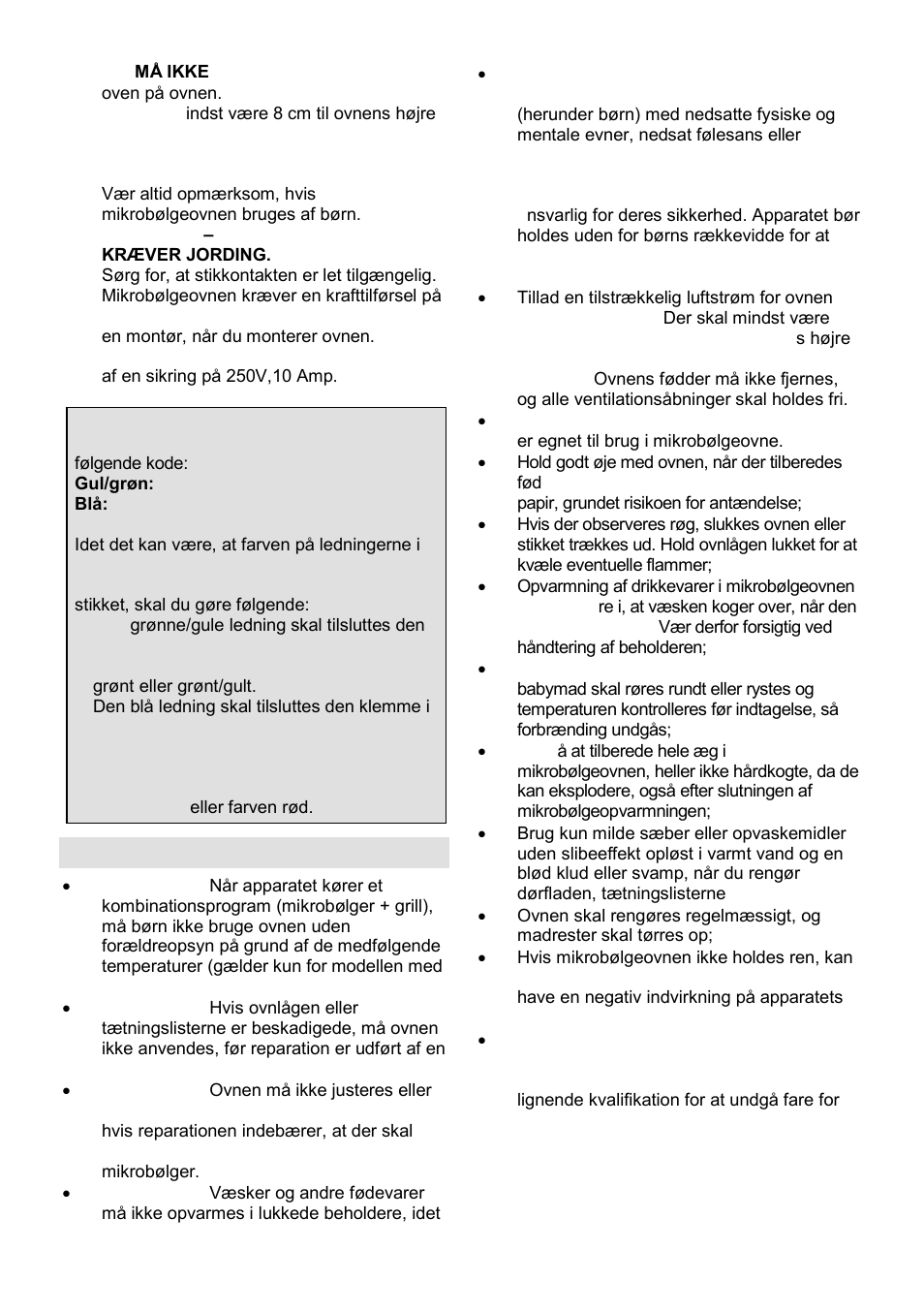 Vigtige sikkerhedsanvisninger | Gorenje GMO-23 DGE User Manual | Page 121 / 168
