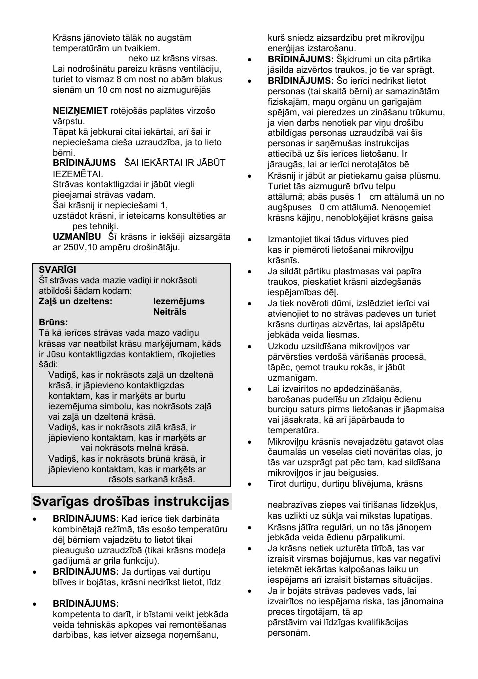 Svarīgas drońības instrukcijas | Gorenje GMO-23 DGE User Manual | Page 149 / 168