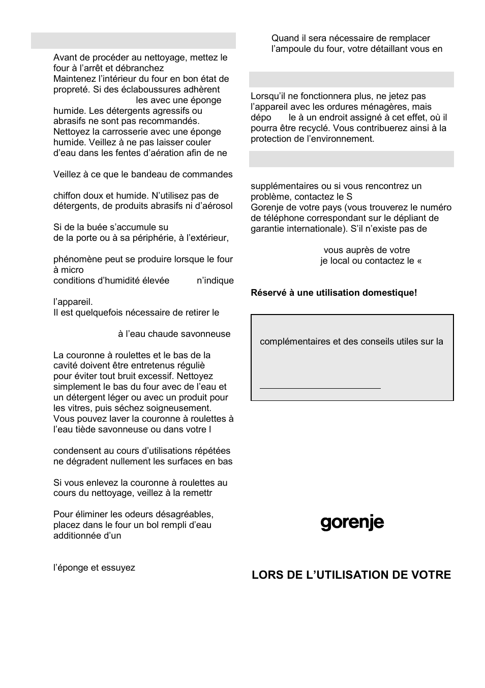 Entretien et nettoyage, Environnement, Garantie et service | Gorenje GMO-23 DGE User Manual | Page 53 / 168