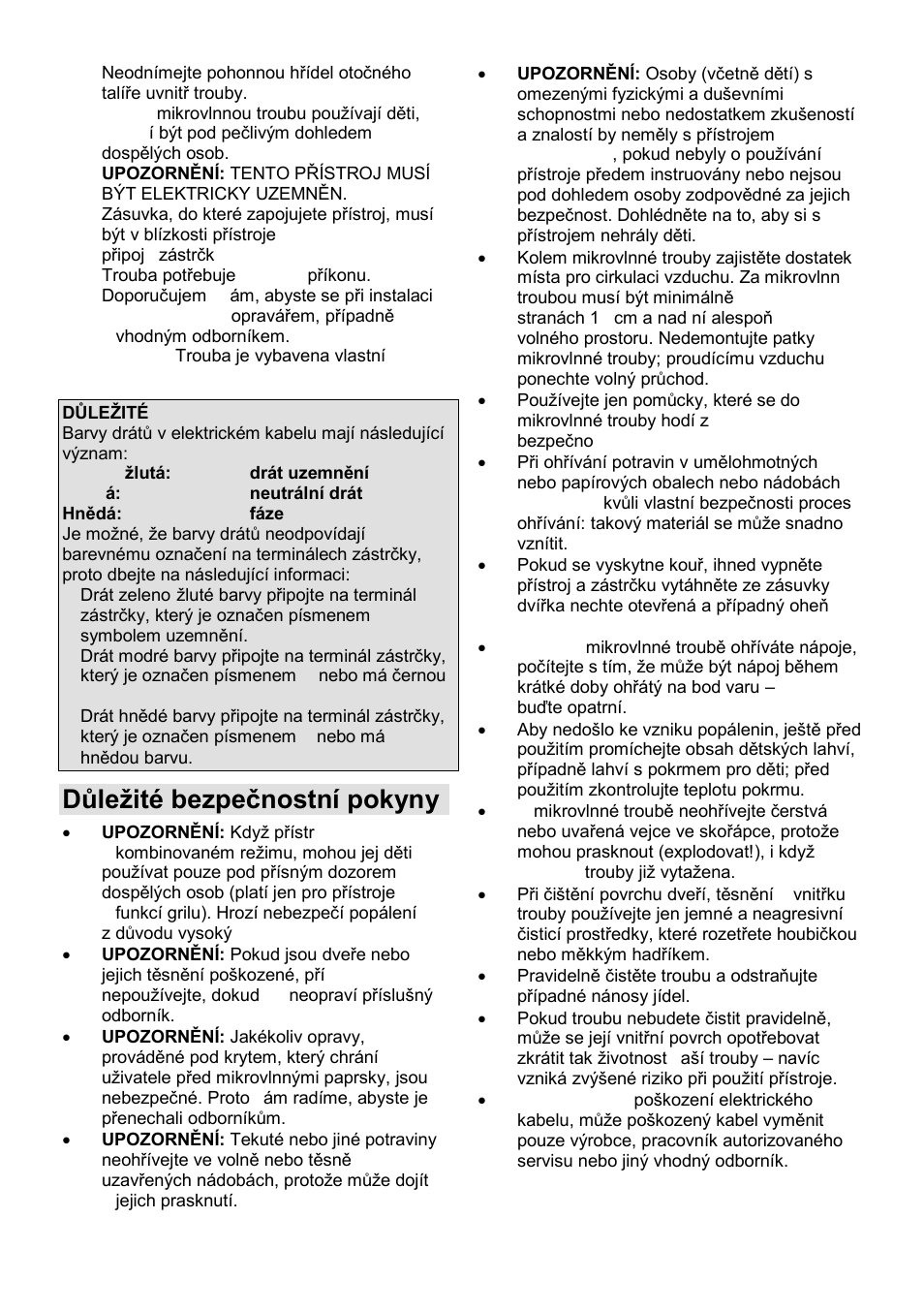 Důleņité bezpeĉnostní pokyny | Gorenje GMO-23 DGE User Manual | Page 92 / 168