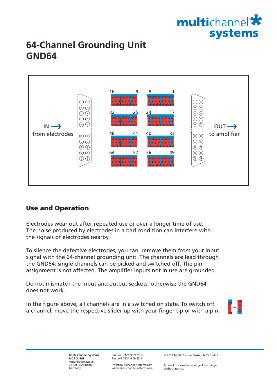 Multichannel Systems GND64 User Manual | 1 page