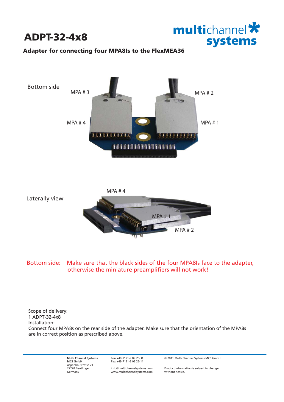 Adpt-32-4x8 | Multichannel Systems ADPT-32_4x8 User Manual | Page 2 / 2