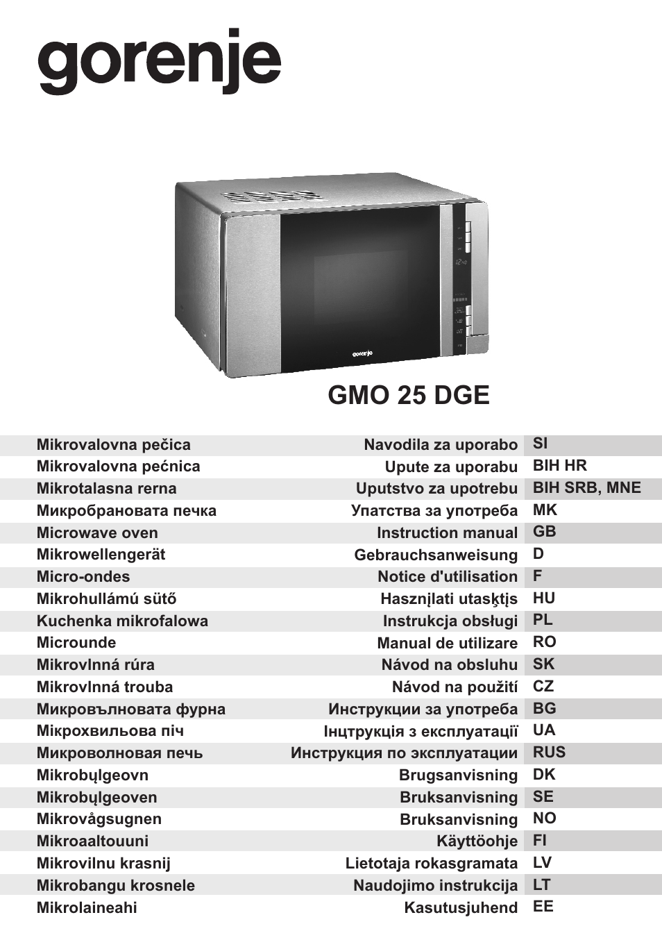 Gorenje GMO-25 DGE User Manual | 160 pages